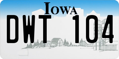 IA license plate DWT104