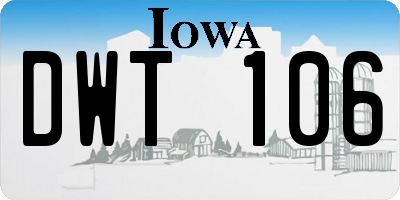 IA license plate DWT106