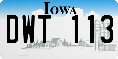 IA license plate DWT113