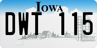 IA license plate DWT115