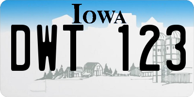 IA license plate DWT123