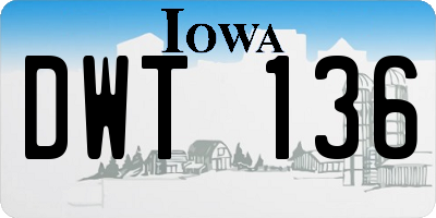 IA license plate DWT136