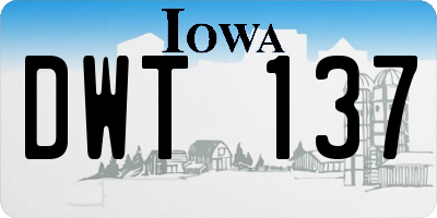 IA license plate DWT137