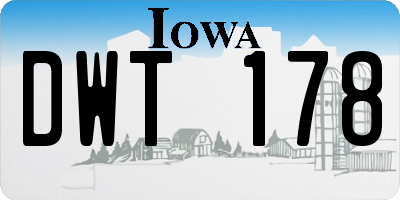 IA license plate DWT178