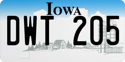 IA license plate DWT205