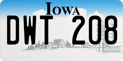 IA license plate DWT208
