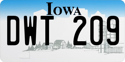 IA license plate DWT209