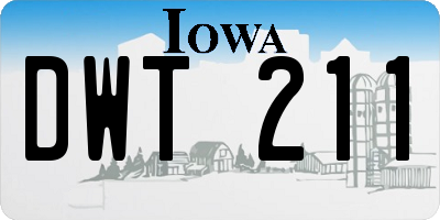 IA license plate DWT211