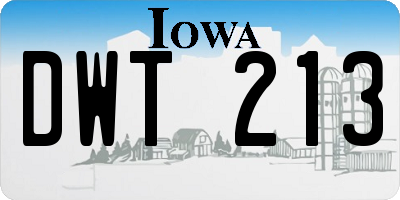 IA license plate DWT213