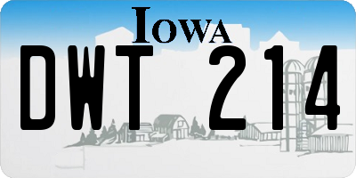 IA license plate DWT214
