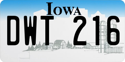 IA license plate DWT216