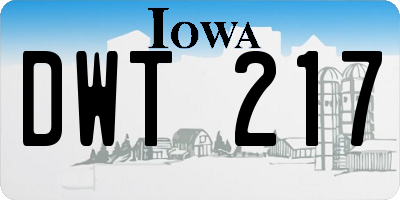 IA license plate DWT217