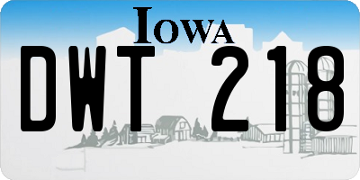 IA license plate DWT218