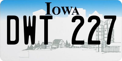 IA license plate DWT227