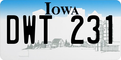 IA license plate DWT231