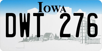 IA license plate DWT276