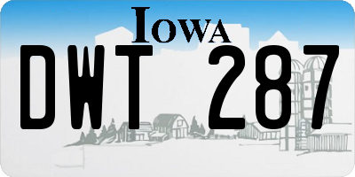 IA license plate DWT287