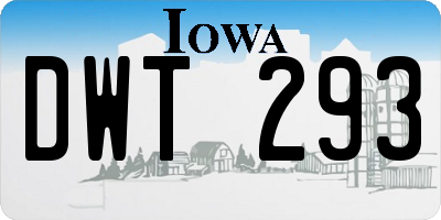 IA license plate DWT293