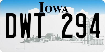 IA license plate DWT294