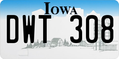 IA license plate DWT308