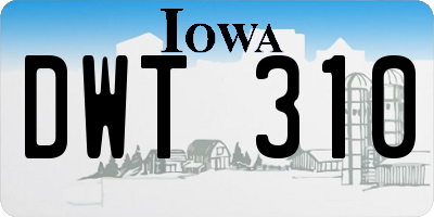 IA license plate DWT310