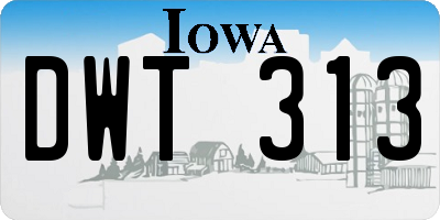 IA license plate DWT313