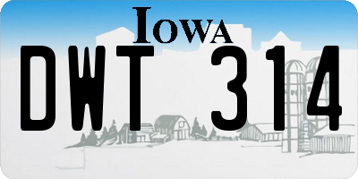 IA license plate DWT314
