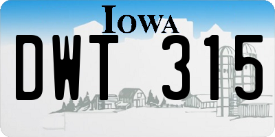 IA license plate DWT315