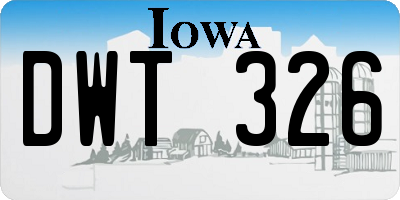 IA license plate DWT326