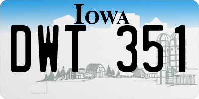 IA license plate DWT351