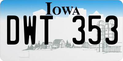 IA license plate DWT353
