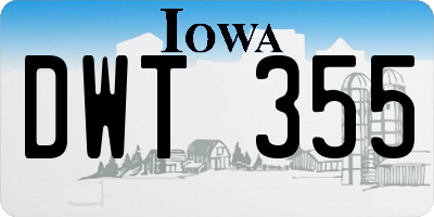 IA license plate DWT355