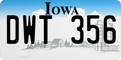 IA license plate DWT356