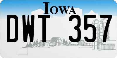 IA license plate DWT357