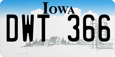 IA license plate DWT366