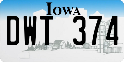 IA license plate DWT374