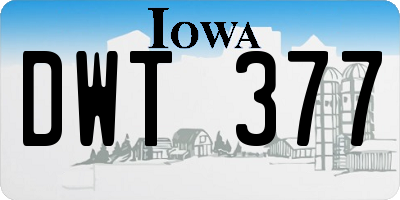 IA license plate DWT377