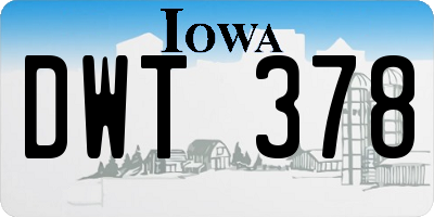 IA license plate DWT378