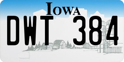 IA license plate DWT384