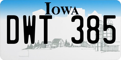 IA license plate DWT385