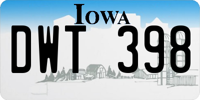 IA license plate DWT398