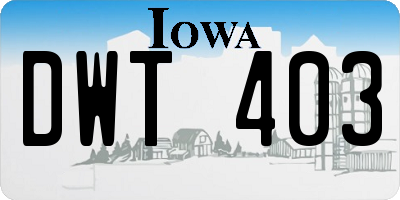 IA license plate DWT403