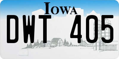 IA license plate DWT405