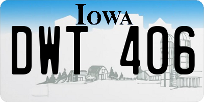 IA license plate DWT406
