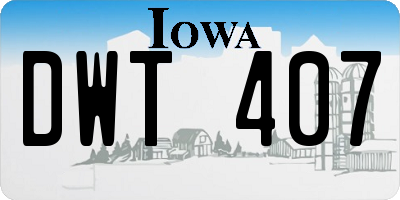 IA license plate DWT407