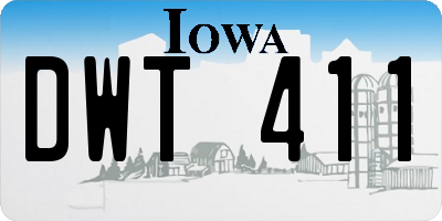 IA license plate DWT411