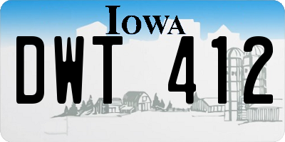 IA license plate DWT412