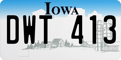 IA license plate DWT413