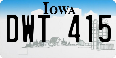 IA license plate DWT415