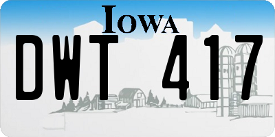 IA license plate DWT417